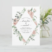 Dusty Pink Floral Eucalyptus Greenery Wedding Invi Kaart (Staand voorkant)