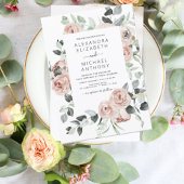 Dusty Pink Floral Eucalyptus Greenery Wedding Invi Kaart