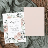 Dusty Pink Floral Eucalyptus Greenery Wedding Invi Kaart