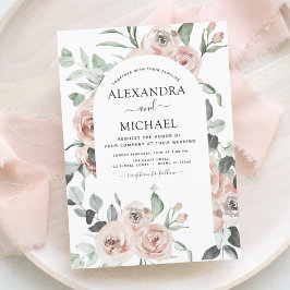 Dusty Pink Floral Eucalyptus Greenery Wedding Invi Kaart