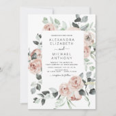 Dusty Pink Floral Eucalyptus Greenery Wedding Invi Kaart (Voorkant)