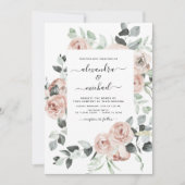 Dusty Pink Floral Eucalyptus Greenery Wedding Invi Kaart (Voorkant)