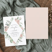 Dusty Pink Floral Eucalyptus Greenery Wedding Kaart