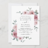 Dusty Pink Floral Eucalyptus Greenery Wedding Kaart (Voorkant)