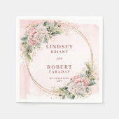 Dusty Pink Floral Eucalyptus Sparkle Gold Glitter  Servet (Voorkant)