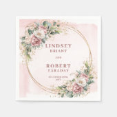 Dusty Pink Floral Eucalyptus Sparkle Gold Wedding Servet (Voorkant)