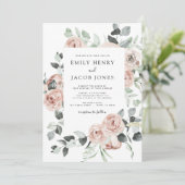 Dusty Pink Floral Eucalyptus Weddenschap Kaart (Staand voorkant)