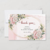 Dusty Pink Floral Eucalyptus Wedding Thank You   Bedankkaart (Voorkant)