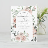 Dusty Pink Floral Foto Eucalyptus Weddenschap Kaart (Staand voorkant)