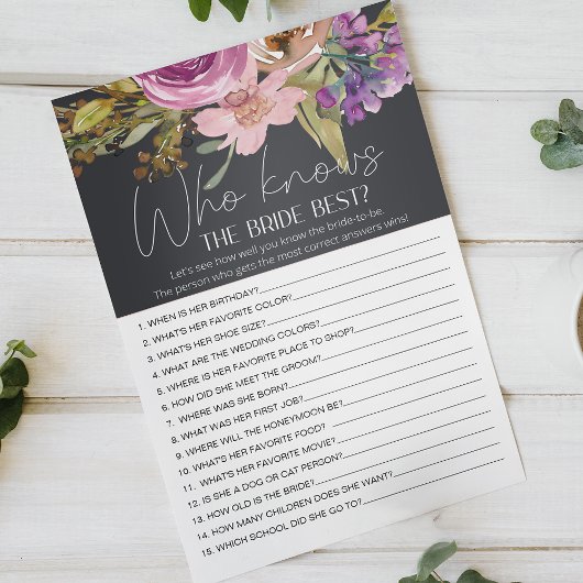 Dusty Pink Floral Game die de beste bride kent Flyer