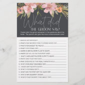 Dusty Pink Floral Game Wat zou de Groom zeggen? Flyer (Voorkant)