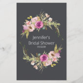 Dusty Pink Floral Game Wat zou de Groom zeggen? Flyer (Achterkant)