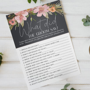 Dusty Pink Floral Game Wat zou de Groom zeggen? Flyer