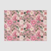 Dusty Pink  Floral Garden Pattern Tissuepapier (Voorkant)