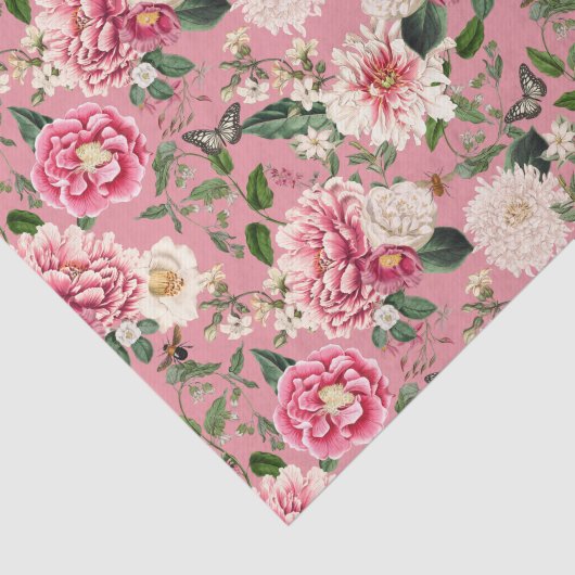 Dusty Pink Floral Garden Pattern Tissuepapier (Detail)