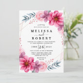 Dusty Pink Floral Geometric Greenery Wedding Kaart (Staand voorkant)