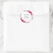 Dusty Pink Floral Geometric Greenery Wedding Ronde Sticker (Tas)