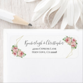 Dusty Pink Floral Geometric Wedding Return Address Etiket