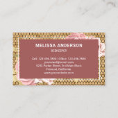 Dusty Pink Floral Gold Foil Honeycomb Honey Bee Visitekaartje (Achterkant)