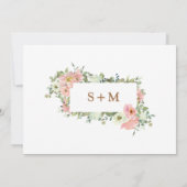 Dusty Pink Floral Gold Love Botanical Wedding Kaart (Achterkant)