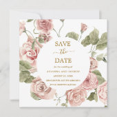 Dusty Pink Floral Gold Save the Date (Voorkant)