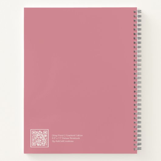 Dusty Pink Floral Gradient Spiral Notebook Notitieboek (Achterkant)