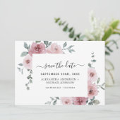 Dusty Pink Floral Green Save the Date Invitati Kaart (Staand voorkant)