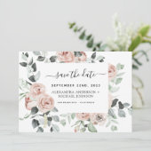 Dusty Pink Floral Green Save the Date Kaart (Staand voorkant)
