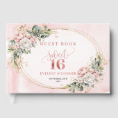 Dusty Pink Floral Greenery 16 Birthday Guest Book Gastenboek (Voorkant)