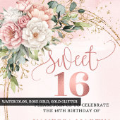 Dusty Pink Floral Greenery 16 Birthday Guest Book Gastenboek