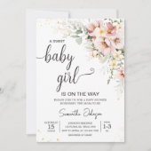 Dusty Pink Floral Greenery Baby shower Kaart (Voorkant)