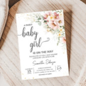 Dusty Pink Floral Greenery Baby shower Kaart