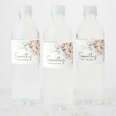 Dusty Pink Floral Greenery Baby shower Waterfles Etiket (Flessen)