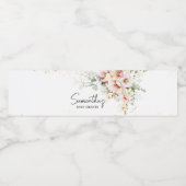 Dusty Pink Floral Greenery Baby shower Waterfles Etiket (Enkel label)