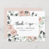 Dusty Pink Floral Greenery Hartelijk dank (Voorkant / Achterkant)