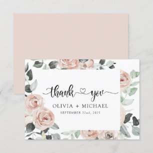 Dusty Pink Floral Greenery Hartelijk dank Kaart