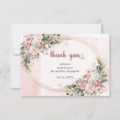 Dusty Pink Floral Greenery Romantic Wedding  Bedankkaart (Voorkant)