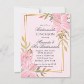 Dusty Pink Floral Kraft Bridesmaids Luncheon Kaart (Voorkant)