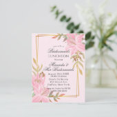 Dusty Pink Floral Kraft Bridesmaids Luncheon Kaart (Staand voorkant)