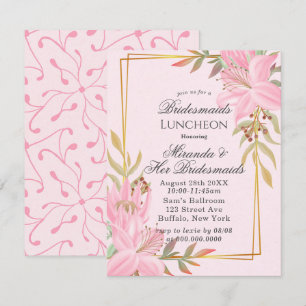 Dusty Pink Floral Kraft Bridesmaids Luncheon Kaart