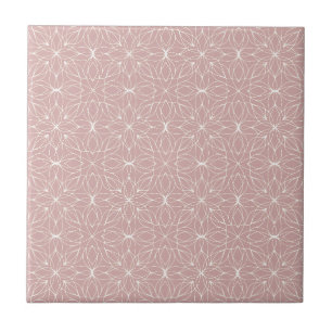 Dusty Pink Floral Line Art Tegeltje