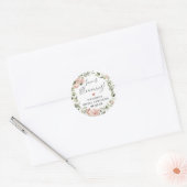 Dusty Pink Floral Love Bloomt Envelope Seal Ronde Sticker (Envelop)