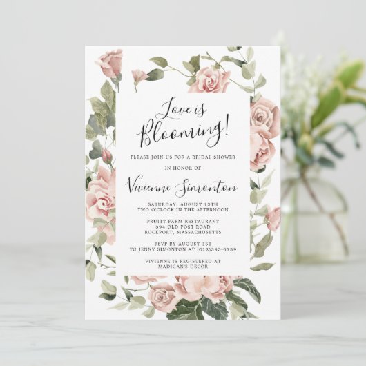 Dusty Pink Floral Love is Bloomend Vrijgezellenfee Kaart (Staand voorkant)