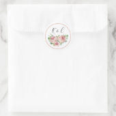 Dusty Pink Floral Monogram Initialen Boho Wedding Ronde Sticker (Tas)