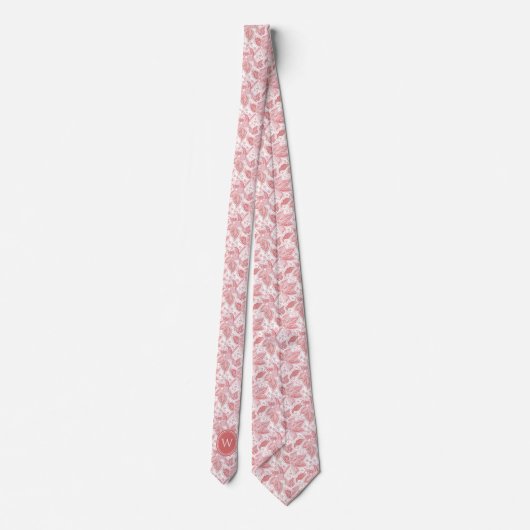 Dusty Pink Floral Monogram Stropdas (Achterkant)