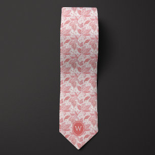 Dusty Pink Floral Monogram Stropdas