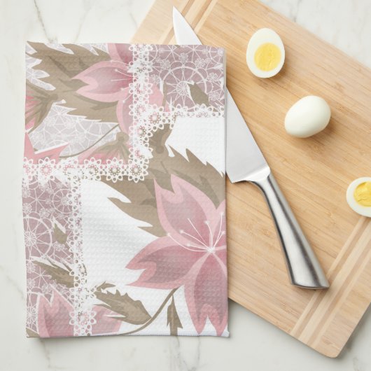 Dusty Pink Floral Patchwork Kitchen Towel Theedoek (Quarter Fold)