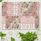Dusty Pink Floral Patchwork Roos Kitchen Towel Theedoek (Gevouwen)