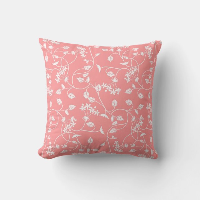 Dusty Pink  Floral Pillow Kussen (Voorkant)