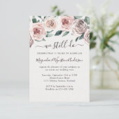 Dusty Pink Floral Rozen Modern Vow Renewal Kaart (Staand voorkant)